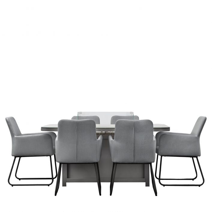 Elba Dining Set with Fire Pit Table
