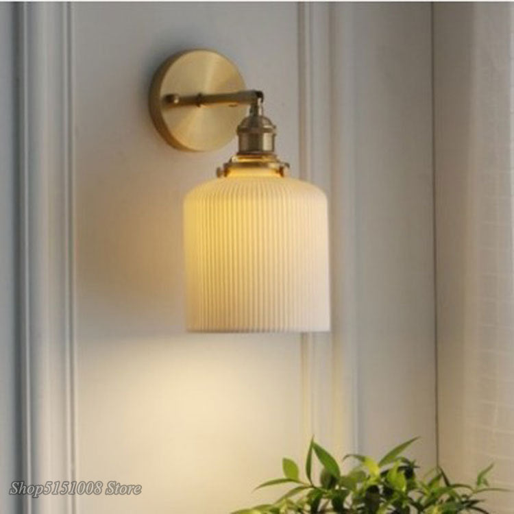 Nordic Ceramic LED Wall Light Bathroom Mirror Bedroom Modern Japanese Style Vintage Wall Lamp Sconce LED home decor Lighting