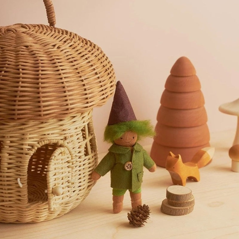 Hand Woven Rattan Mushroom Basket