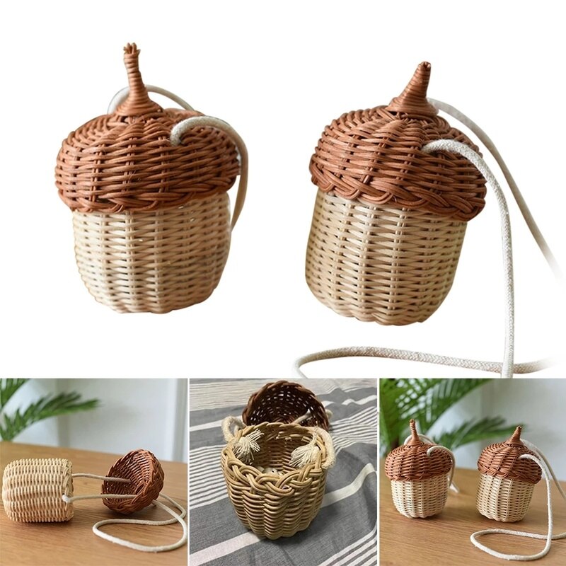 Rattan Acorn Storage Basket