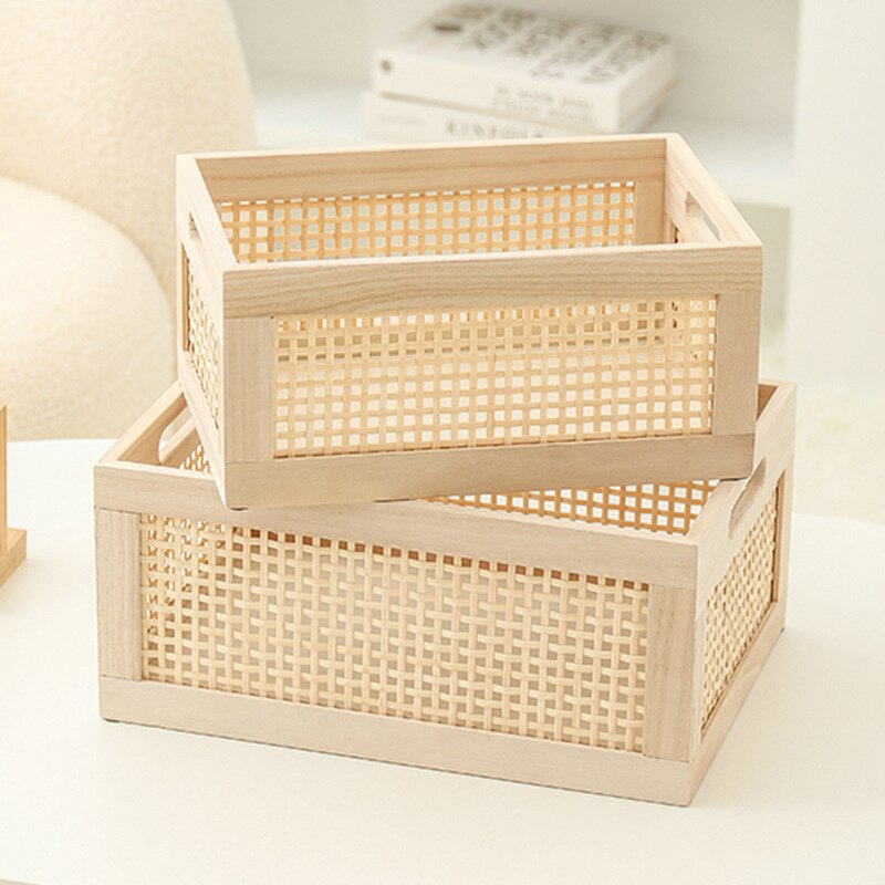 Solid Wood & Bamboo Storage Basket