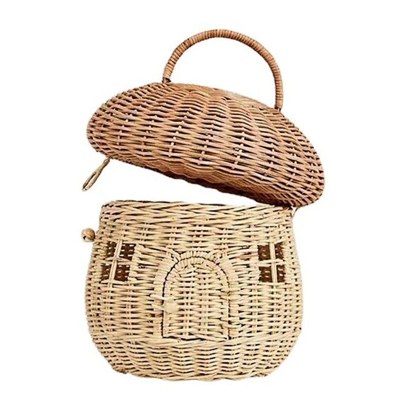 Hand Woven Rattan Mushroom Basket