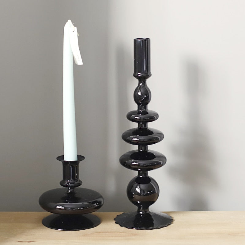 Rue Glass Candlestick Set