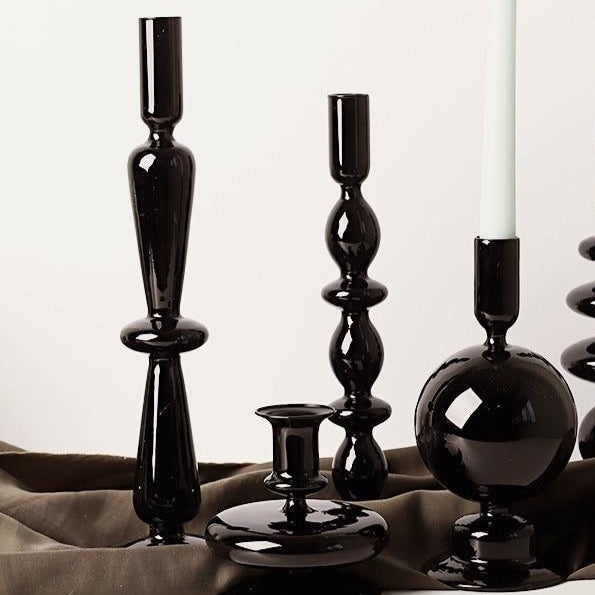 Rue Glass Candlestick Set