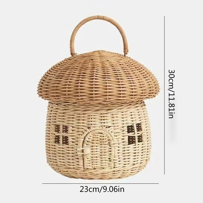 Hand Woven Rattan Mushroom Basket