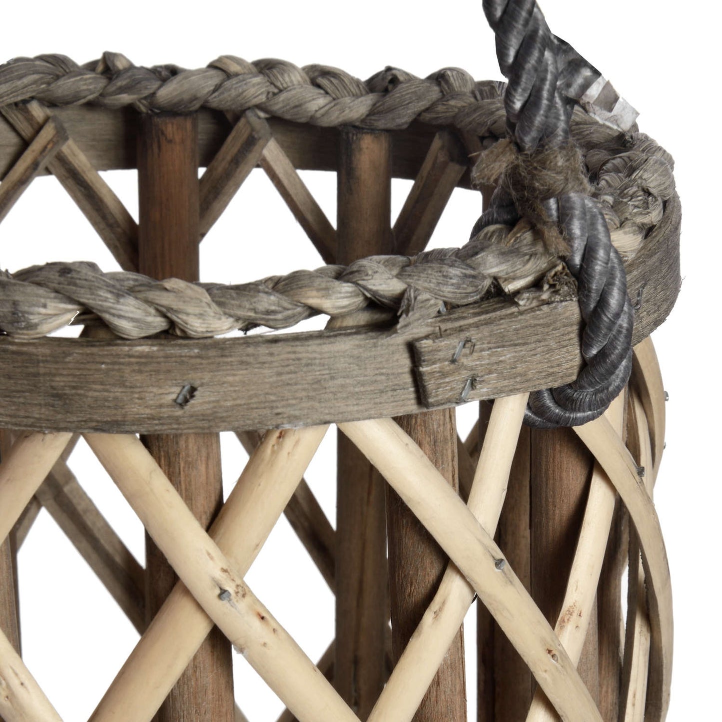 Wicker Lantern with Glass Hurricane
