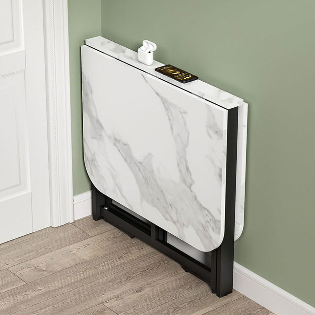 Foldable Marble Effect Rectangular Dining Table