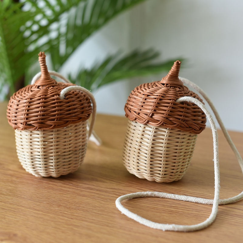 Rattan Acorn Storage Basket