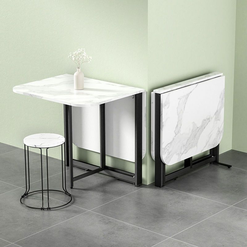 Foldable Marble Effect Rectangular Dining Table