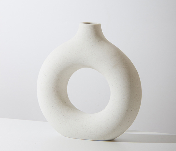 Nordic Ceramic Donut Vase Circular Flower Vase