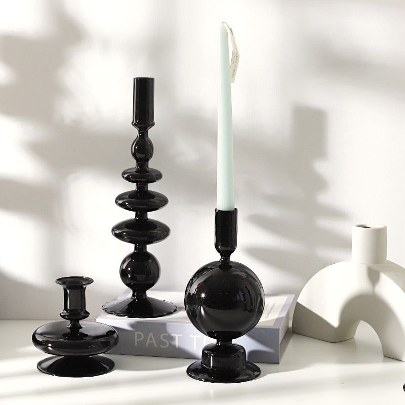 Rue Glass Candlestick Set