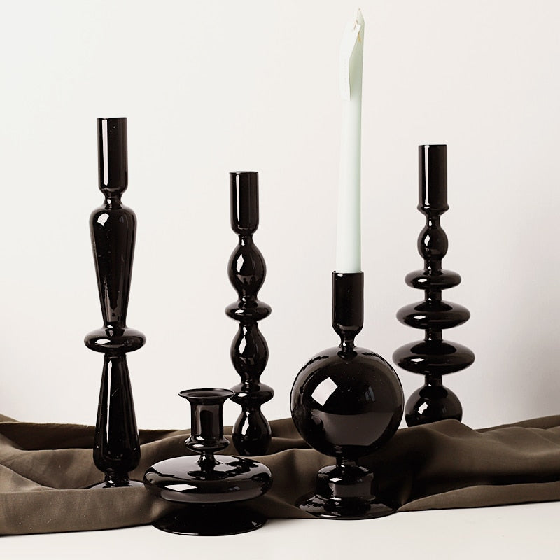 Rue Glass Candlestick Set