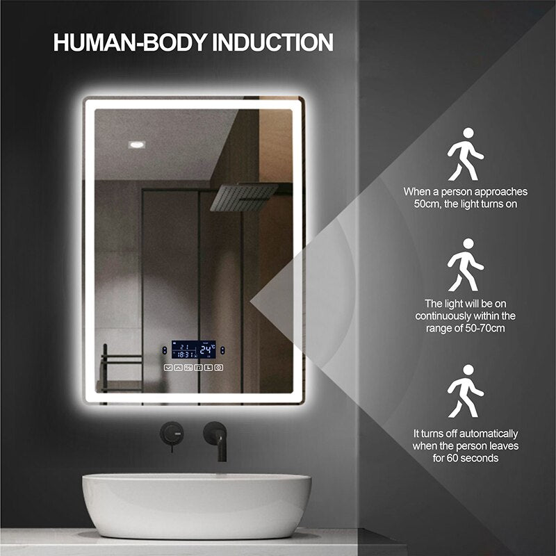 LED Rectangle Bluetooth Mirror