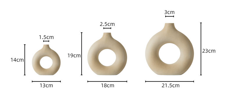 Nordic Ceramic Donut Vase Circular Flower Vase