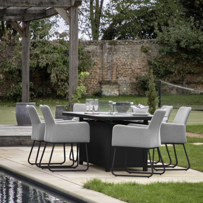 Elba Dining Set with Fire Pit Table