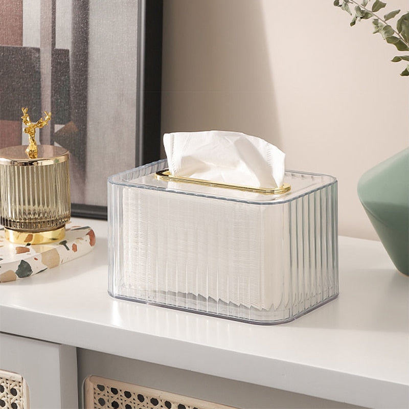 Light luxury tissue box Household living dining room paper extraction storage box With spring Multifunctional