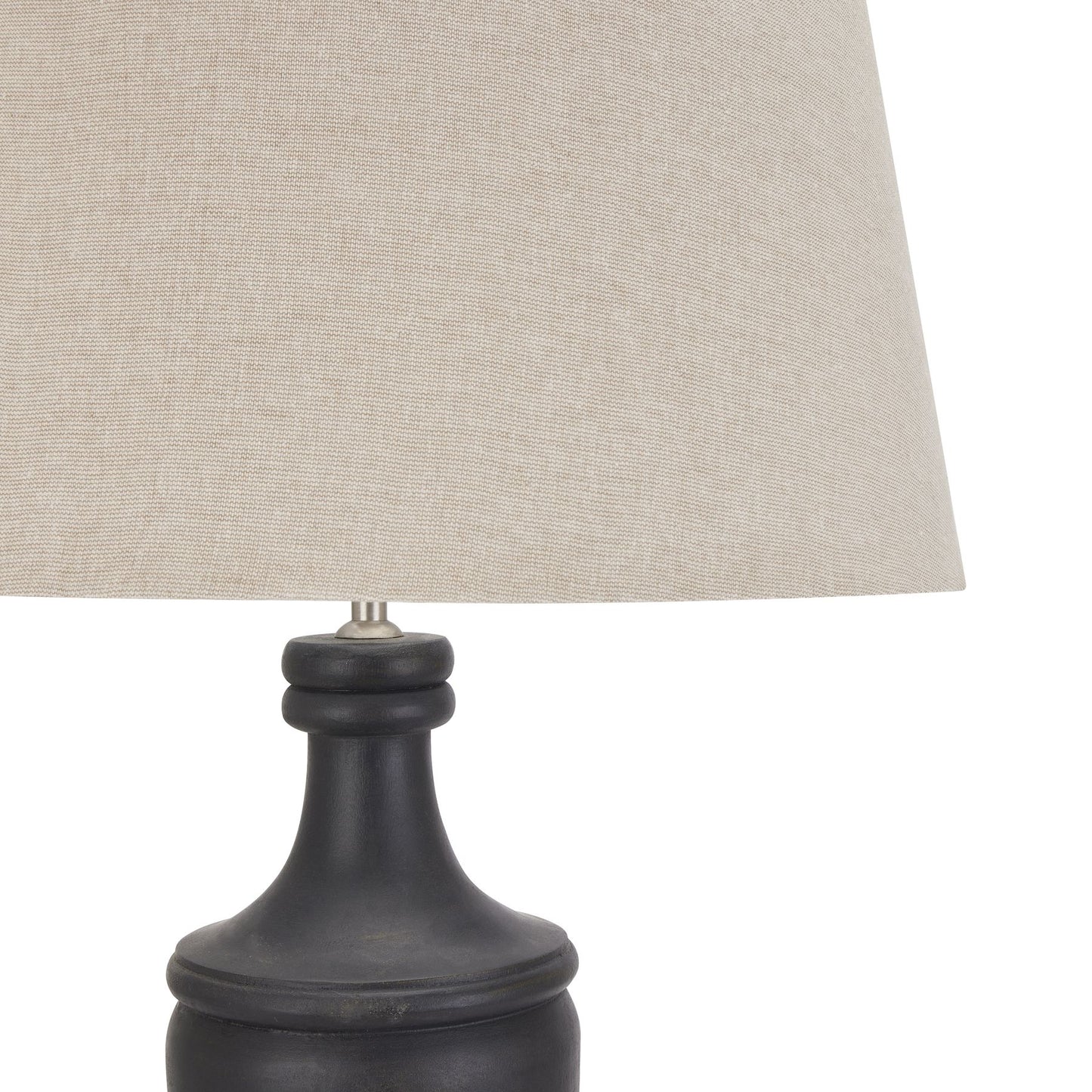Delaney Grey Pillar Lamp With Linen Shade