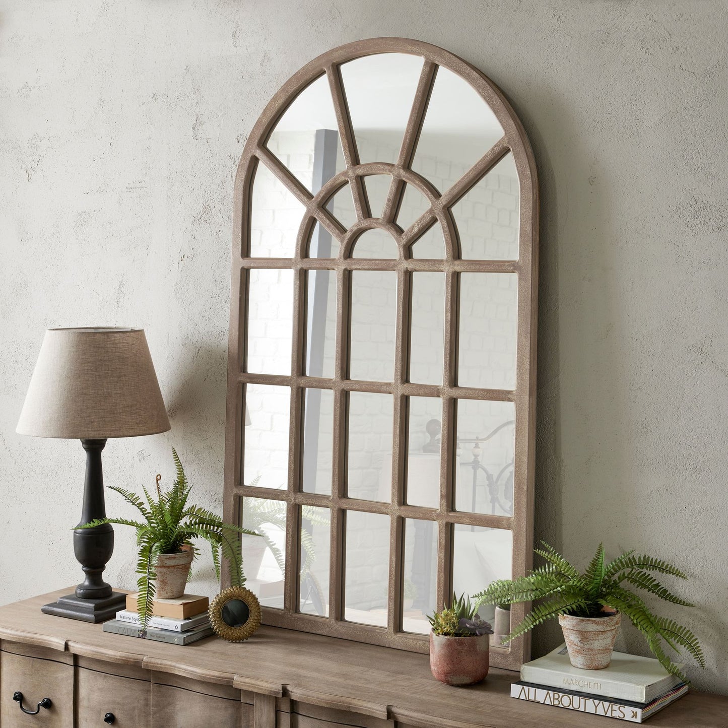 Copgrove Arched Paned Wall Mirror