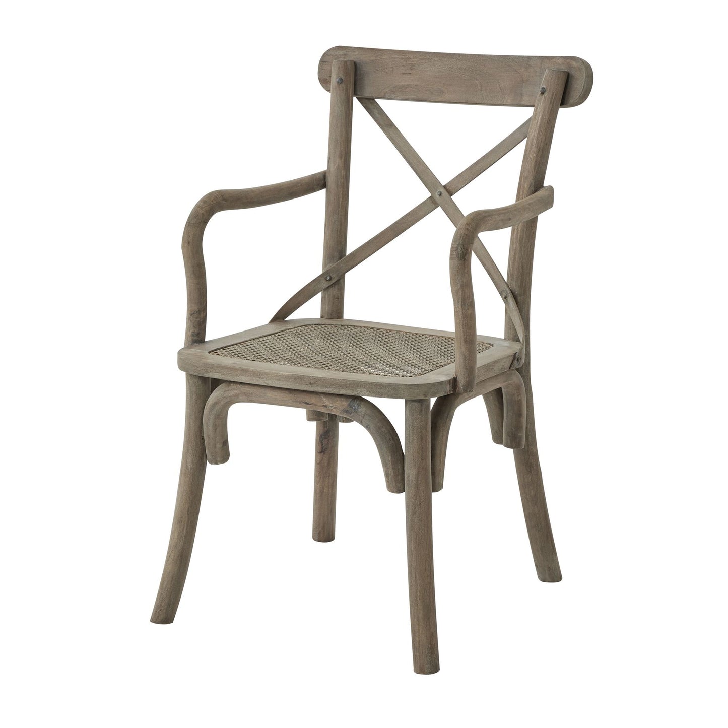 Copgrove Wood Cross Back Carver Chair With Rush Seat