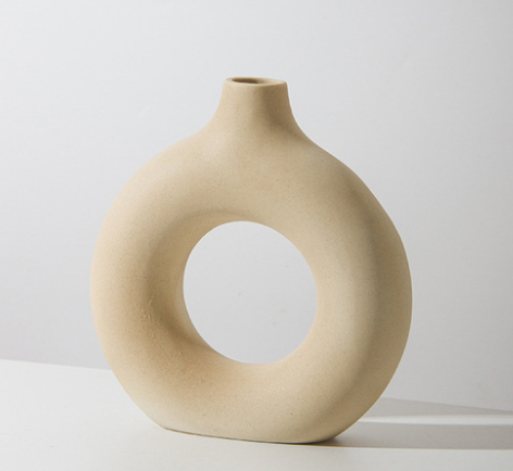 Nordic Ceramic Donut Vase Circular Flower Vase