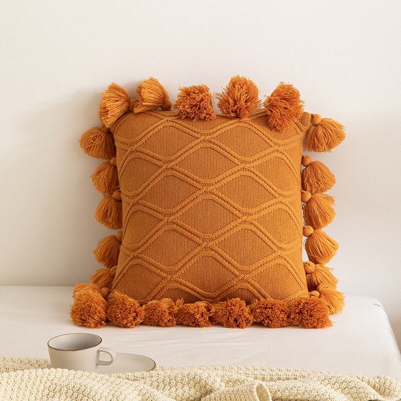 Knit Boho Style Pillow Cover