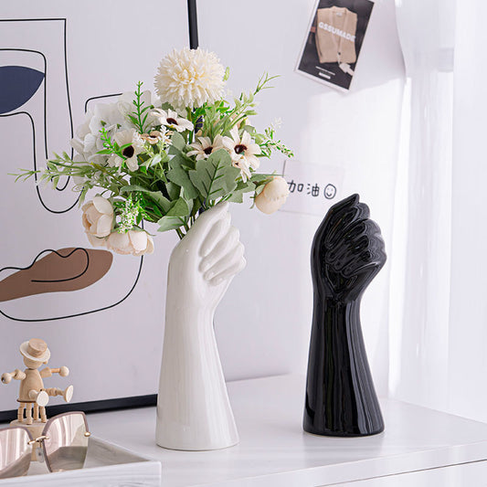 White Ceramic Hand Vase