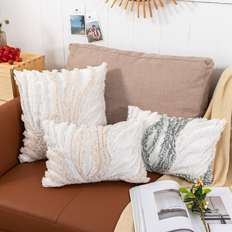 Home Decor Cushion Cover Beige Grey Tufted Coral Stylish Pillow Cover 45x45cm/30x50cm For Sofa Bed Chair Living Room Bed Room
