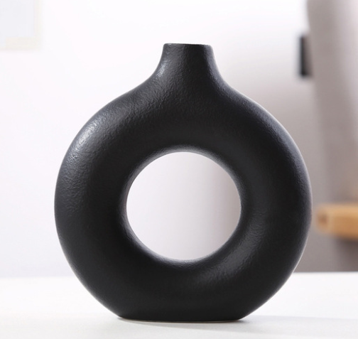 Nordic Ceramic Donut Vase Circular Flower Vase
